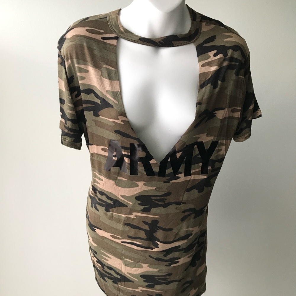 Army Camo Cutout Graphic Tee